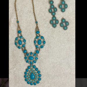 Retired Stella & Dot Turquoise Necklace & Earrings